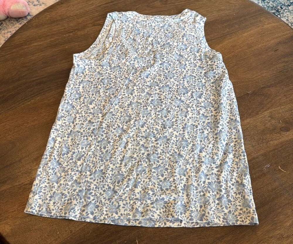 Ralph Lauren Blue Floral 100% Linen Tank Top cotton Shorts 2 pc Set, Size XS - Picture 10 of 14